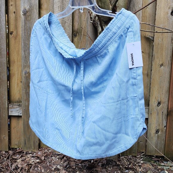 *NWT* Women's XL Sonoma pull-on mini skirt Lt Blue Rayon mix - Picture 5 of 5